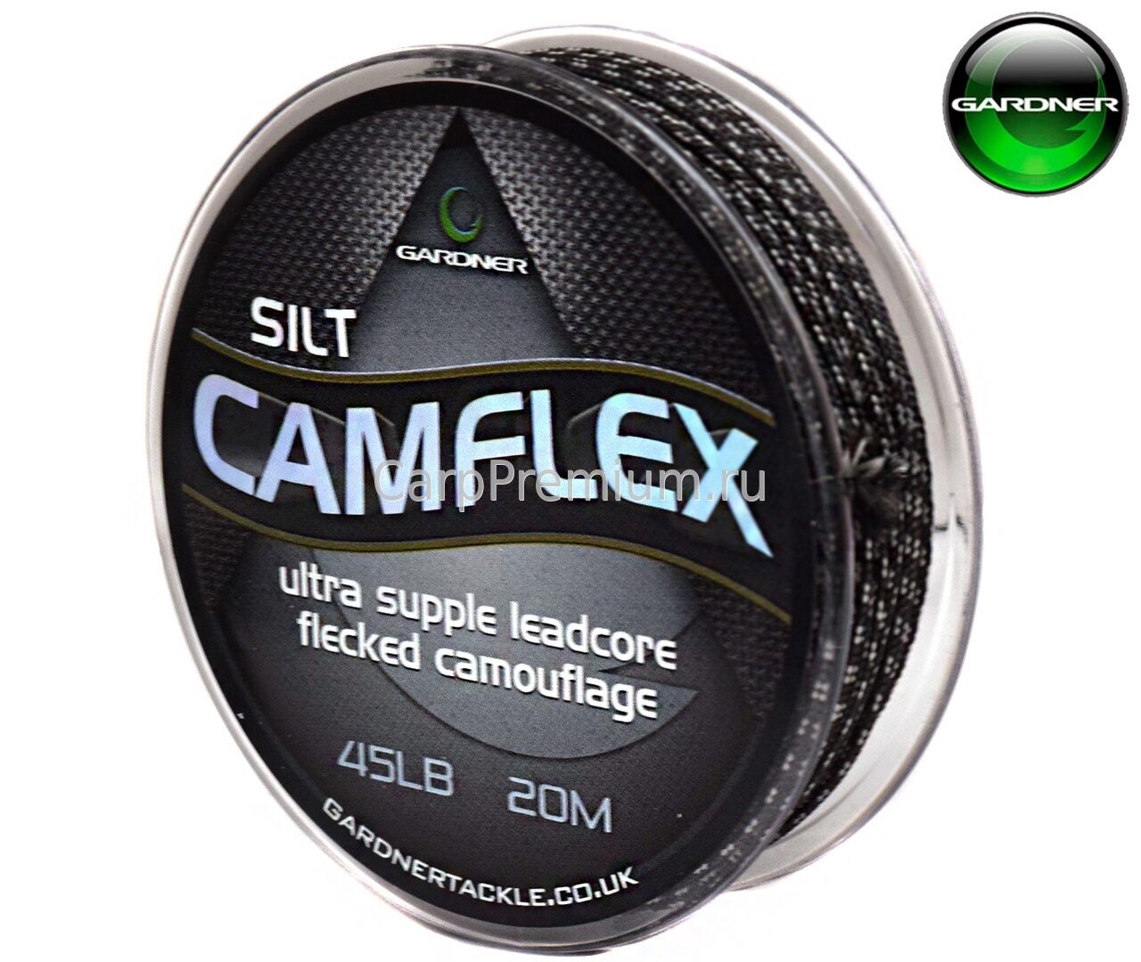 Лидкор со свинцовым сердечником Серый Gardner (Гарднер) - CamFlex Leadcore Camo Fleck Silt 20.4 кг / 45 lb, 20 м