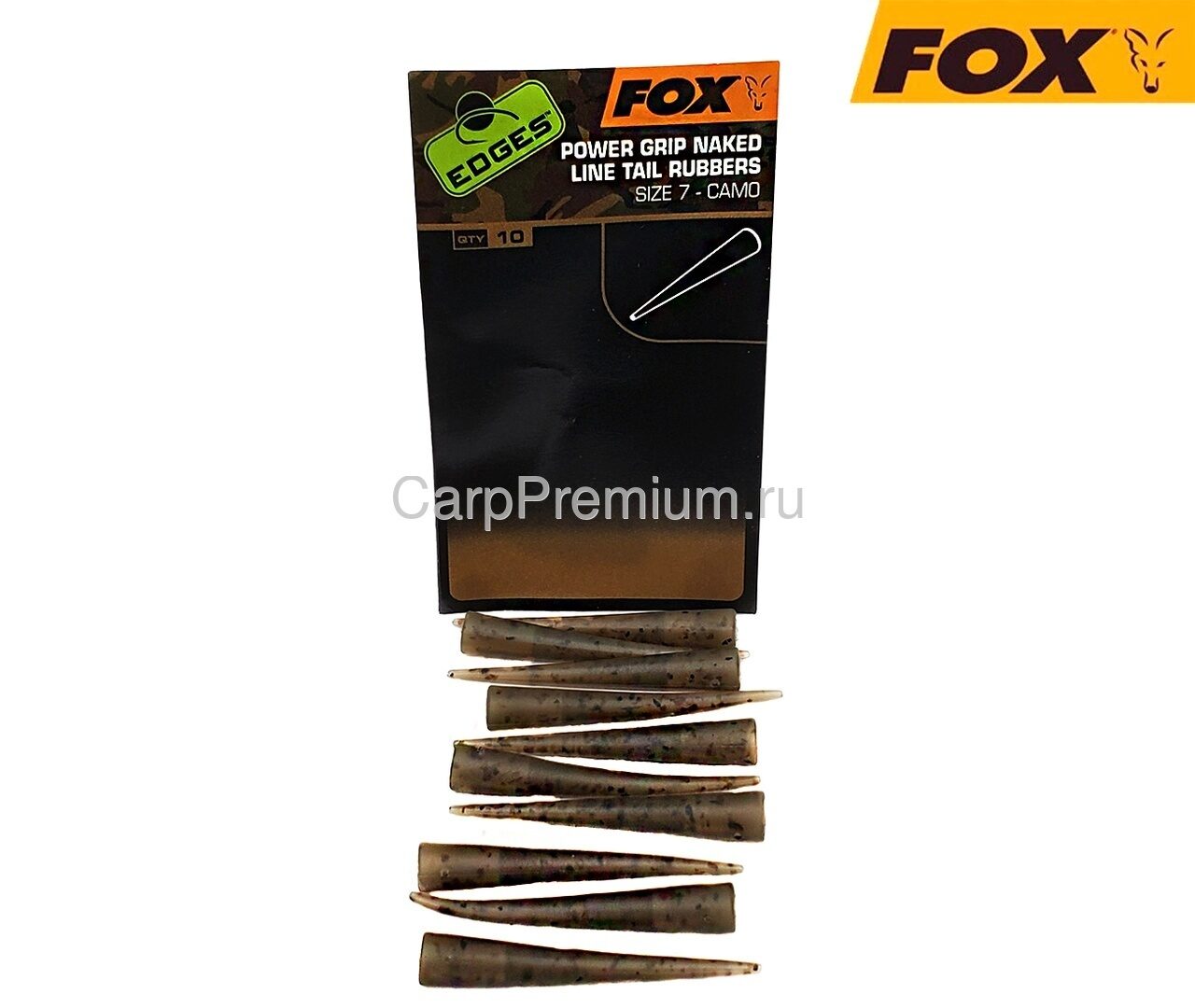 Конуса резиновые для клипсы Камуфляжные Fox (Фокс) - Edges Camo Power Grip Naked Tail Rubber, Размер 7, 10 шт