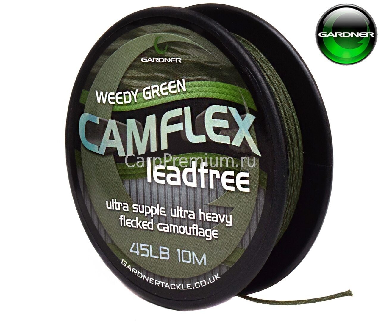 Лидкор без свинцового сердечника Зеленый Gardner (Гарднер) - CamFlex Leadfree Weedy Green 20.4 кг / 45 lb, 10 м