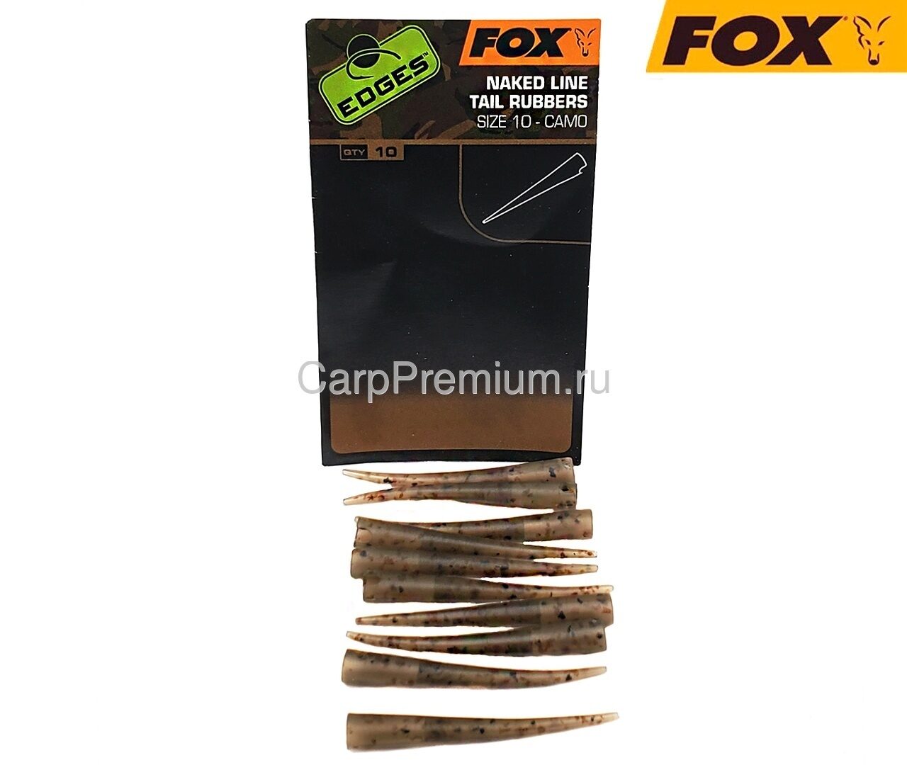 Конуса резиновые для клипсы с прорезью Камуфляжные Fox (Фокс) - Edges Camo Naked Line Tail Rubbers, Размер 10, 10 шт