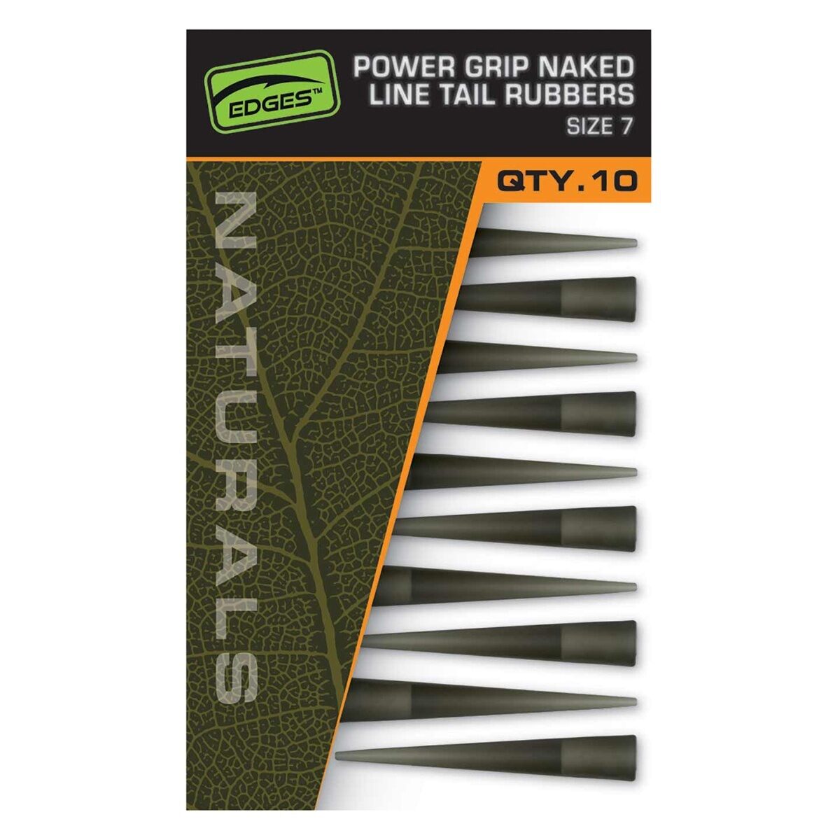 Конус усиленный для клипсы Зеленый Fox (Фокс) - Edges Naturals Power Grip Naked line Tail Rubbers, Размер 7, 10 шт
