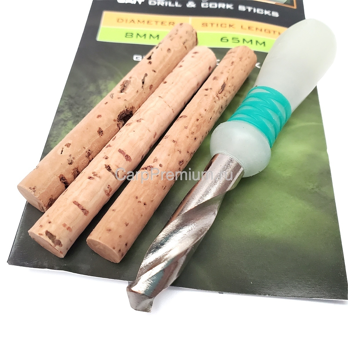 Сверло с пробковыми палочками для балансировки насадки 8 мм PB Products - Bait Drill + Сork Sticks, 3 шт