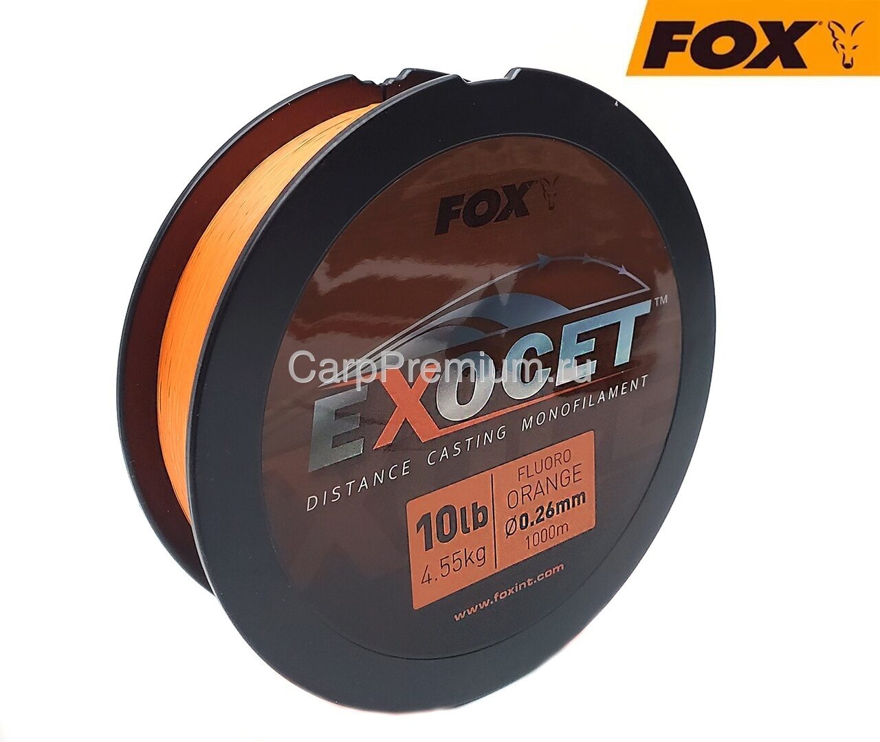 Леска Монофильная карповая 0.26 мм Флюро-Оранжевая Fox (Фокс) - Exocet Fluoro Orange Mono 10lb / 4.9 кг, 1000 м