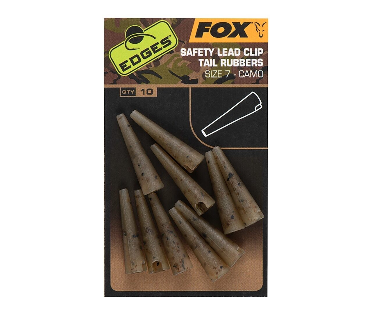 Конуса для безопасных клипс Камуфляжные Fox (Фокс) - Edges Camo Lead Clip Tail Rubbers, Размер 7, 10 шт