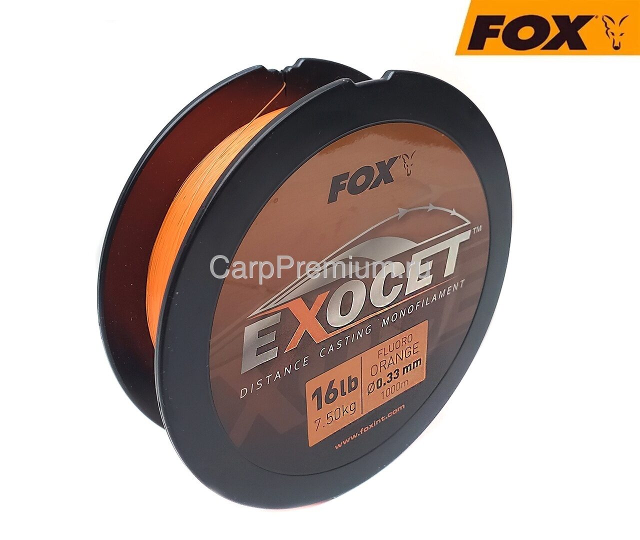 Леска Монофильная карповая 0.33 мм Флюро-Оранжевая Fox (Фокс) - Exocet Fluoro Orange Mono 16lb / 7.5 кг, 1000 м