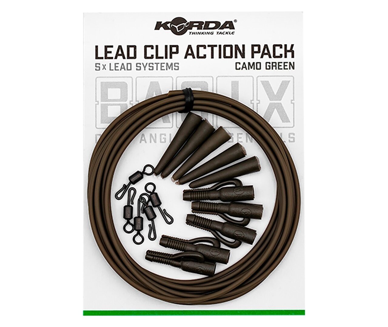 Набор для монтажа карповых оснасток Зеленый Korda (Корда) - Basix Lead Clip Action Pack Camo Green