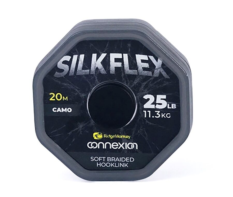 Поводковый материал Без оболочки Камуфляжный Ridge Monkey (Ридж Манки) - Connexion SilkFlex Soft Braid 11.3 кг / 25 lb, 20 м