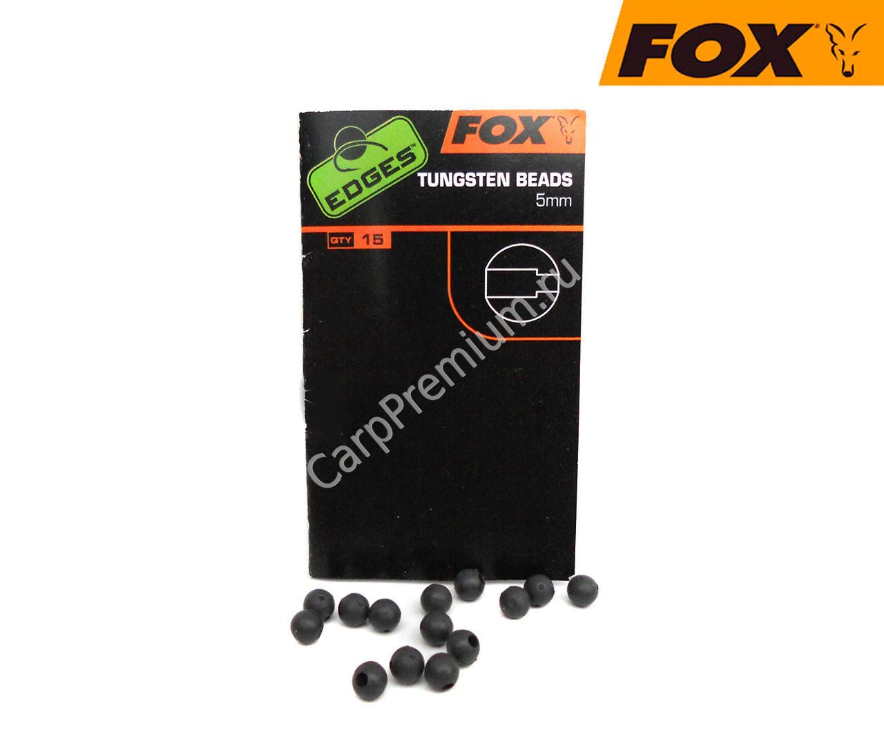 Бусинки буферные 5 мм Fox (Фокс) - EDGES Tungsten Beads, 15 шт