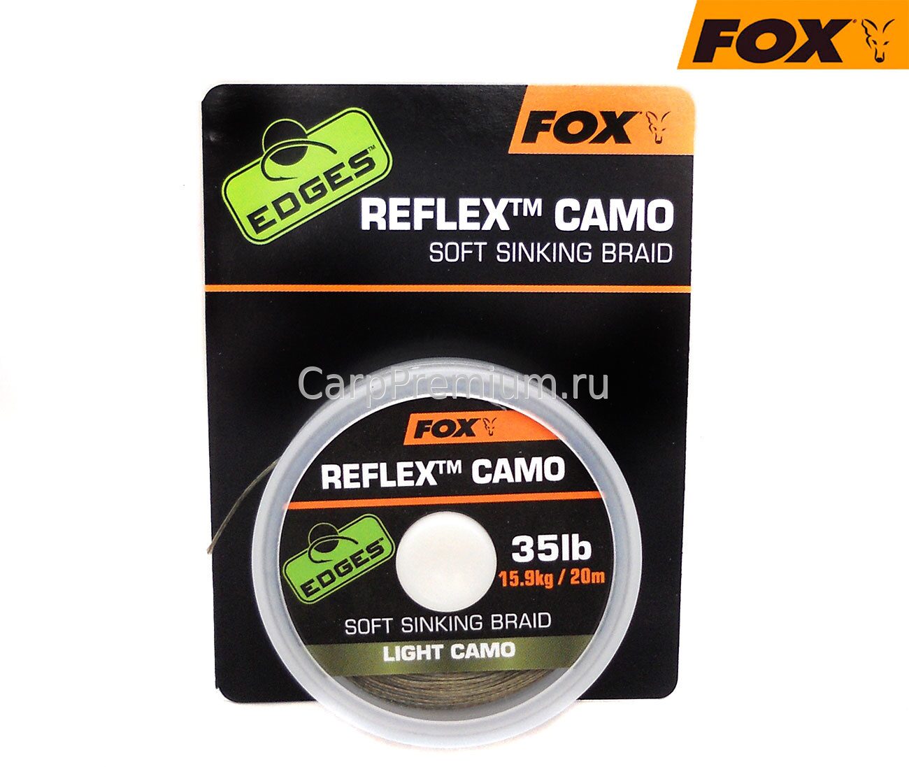 Поводковый материал без оплетки Зеленый 15.9 кг Fox (Фокс) - EDGES Reflex Camo Light Camo 35lb, 20 м