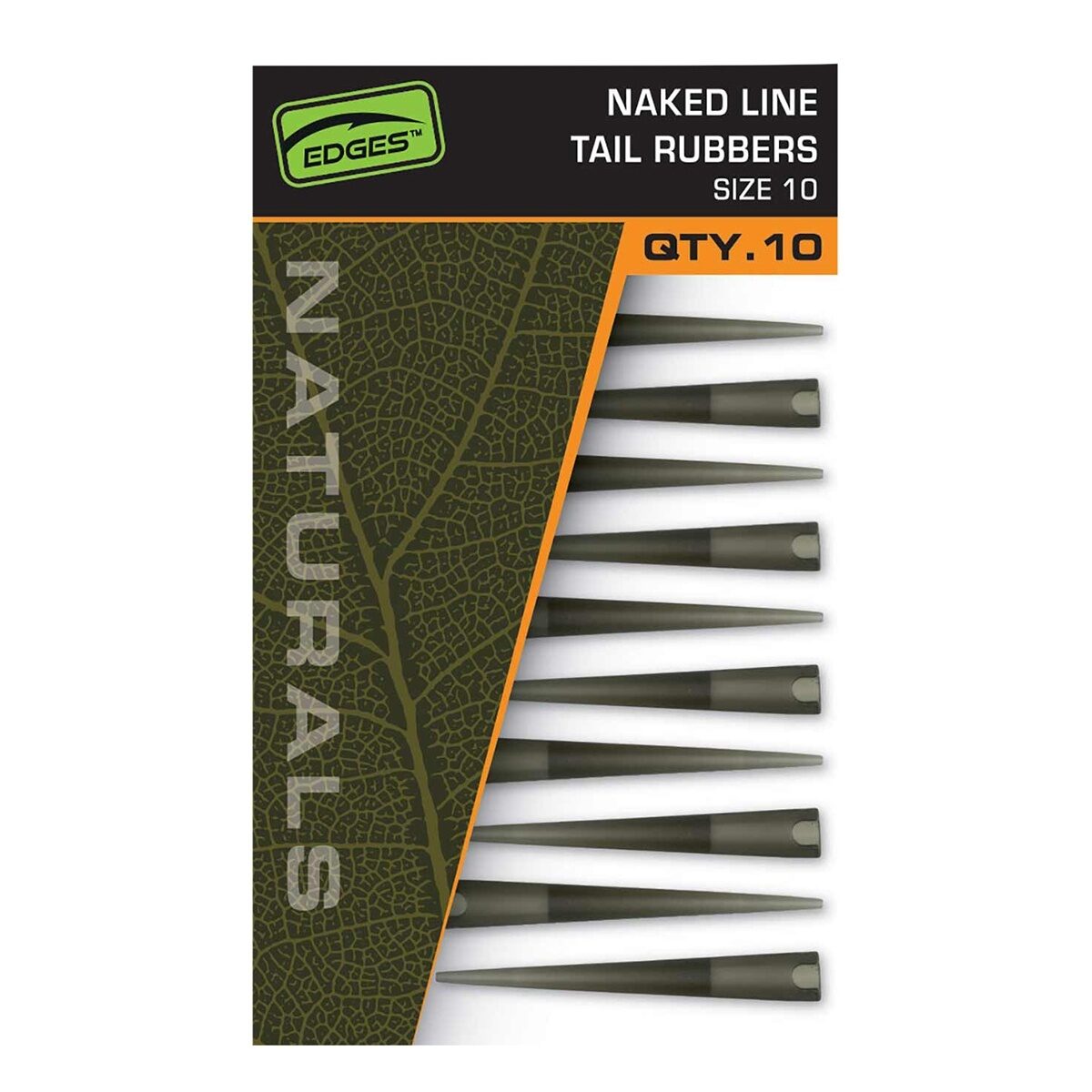 Конуса резиновые для клипсы с прорезью Зеленые Fox (Фокс) - Edges Naturals Naked Line Tail Rubbers, Размер 10, 10 шт