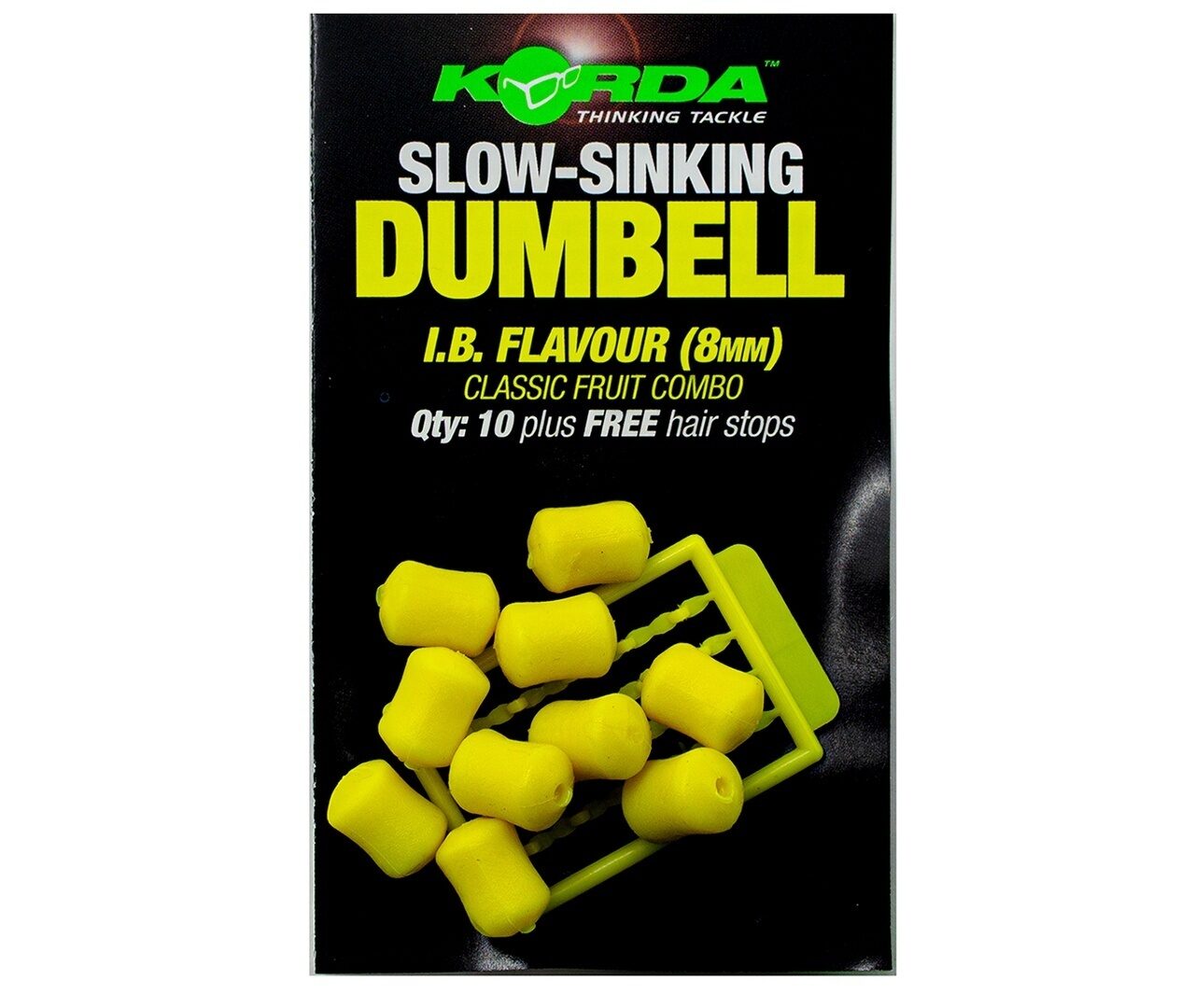 Искусственная медленно тонущая насадка Дамбеллс Фрукты Желтая 8 мм Korda (Корда) - Dumbell Slow Sinking IB Yellow, 10 шт