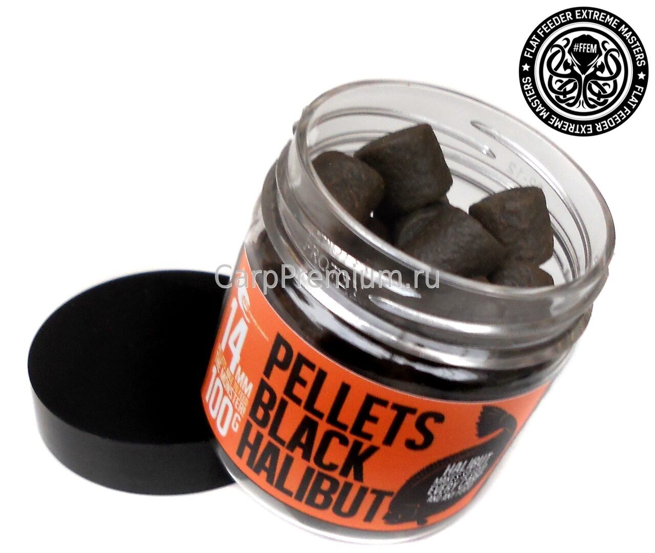 Пеллетс насадочный 14 мм Чёрный Палтус FFEM Baits (ФФЕМ Бейтс) - Hookbaits Pellets Black Halibut, 100 г