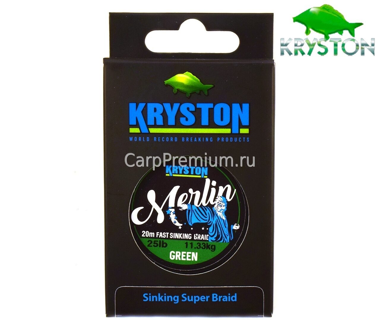 Поводковый материал Без оболочки Зеленый Kryston (Кристон) - Merlin Fast Sinking Supple Braid Weed Green 11.34 кг / 25 lb, 20 м