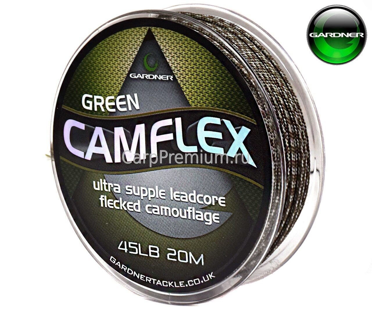 Лидкор со свинцовым сердечником Зеленый Gardner (Гарднер) - CamFlex Leadcore Camo Fleck Green 20.4 кг / 45 lb, 20 м