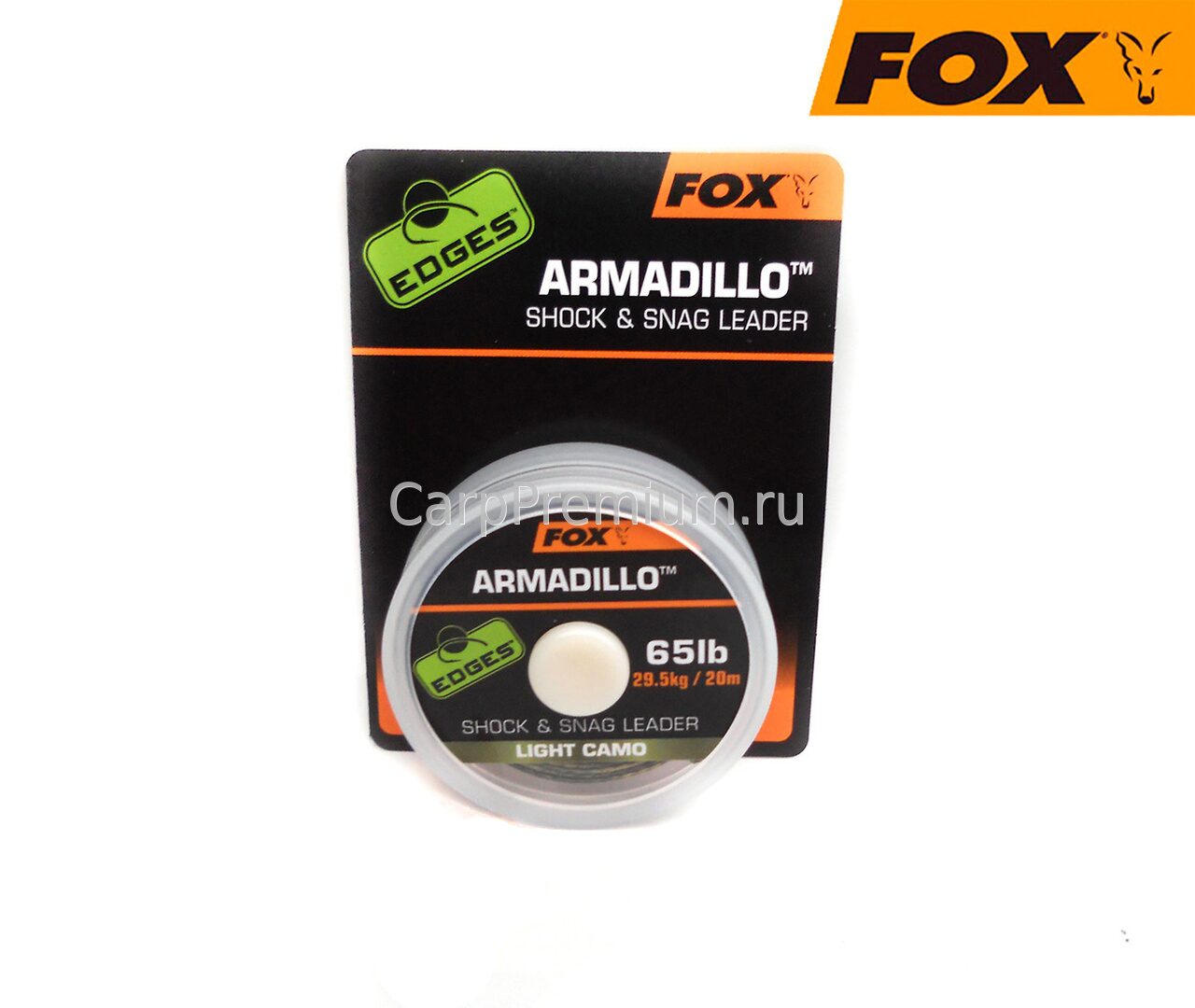 Поводковый материал без оплетки/ Шок-лидер плетеный Зеленый Fox (Фокс) - EDGES Armadillo Light Camo 29.5 кг / 65 lb, 20 м