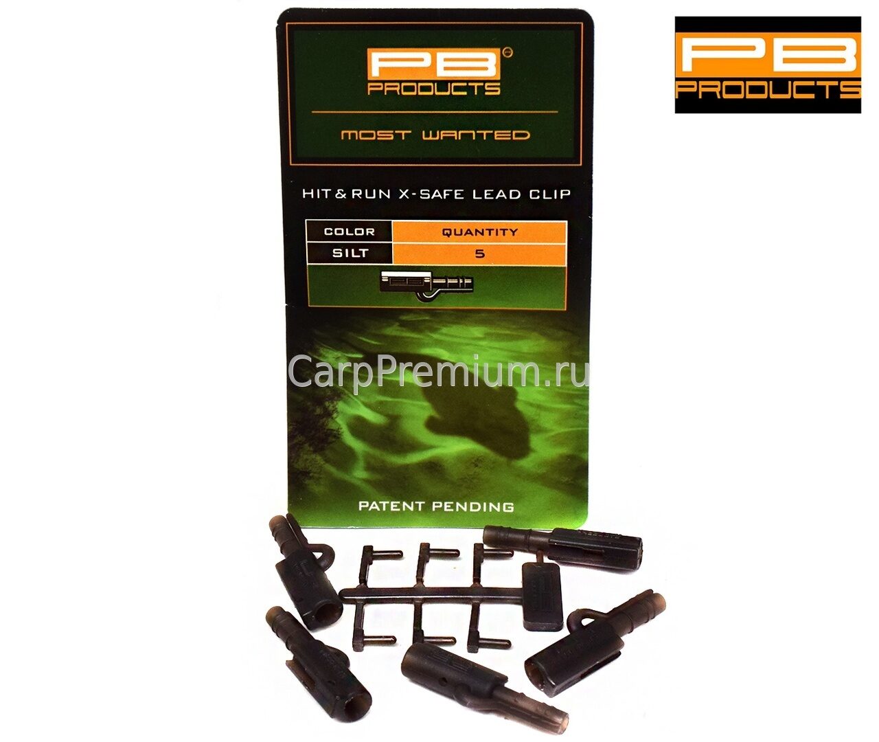 Клипсы для грузил Серые PB Products - Hit & Run X-Safe Leadclip Silt, 5 шт
