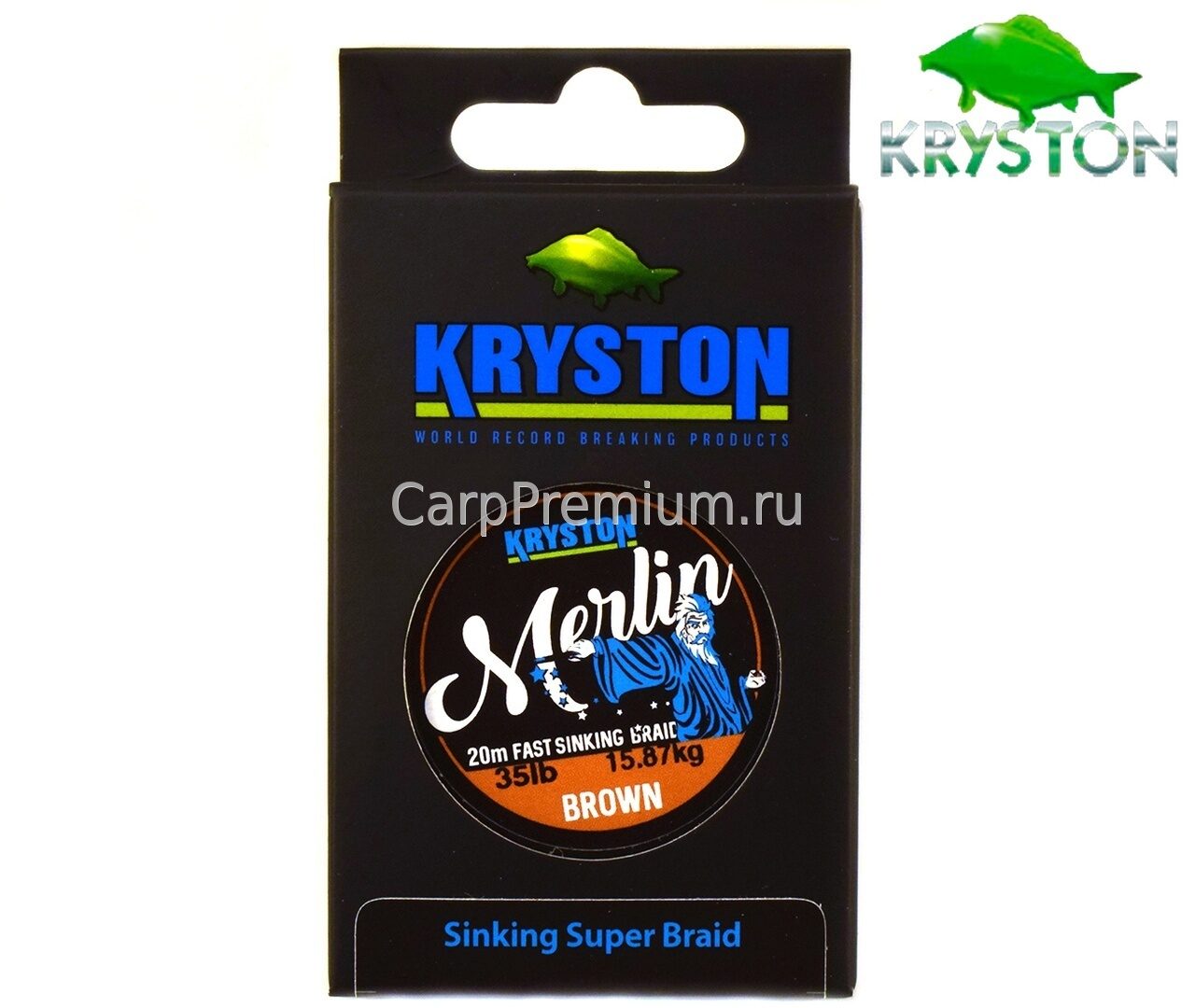 Поводковый материал Без оболочки Светло-коричневый Kryston (Кристон) - Merlin Fast Sinking Supple Braid Gravel Brown 15.88 кг / 35 lb, 20 м