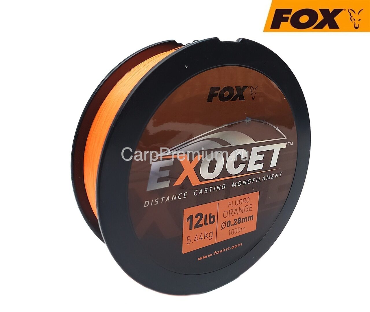 Леска Монофильная карповая 0.28 мм Флюро-Оранжевая Fox (Фокс) - Exocet Fluoro Orange Mono 12lb / 5.5 кг, 1000 м