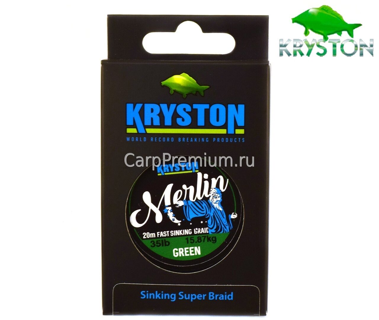 Поводковый материал Без оболочки Зеленый Kryston (Кристон) - Merlin Fast Sinking Supple Braid Weed Green 15.88 кг / 35 lb, 20 м