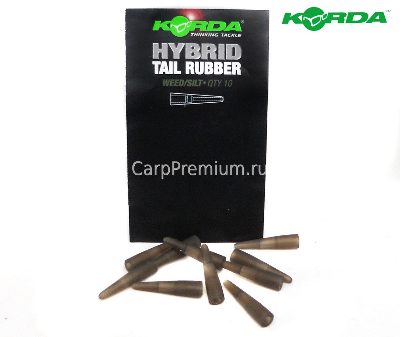 Конуса для безопасных клипс Зеленые Korda (Корда) - Hybrid Tail Rubber Weed / Silt, 10 шт