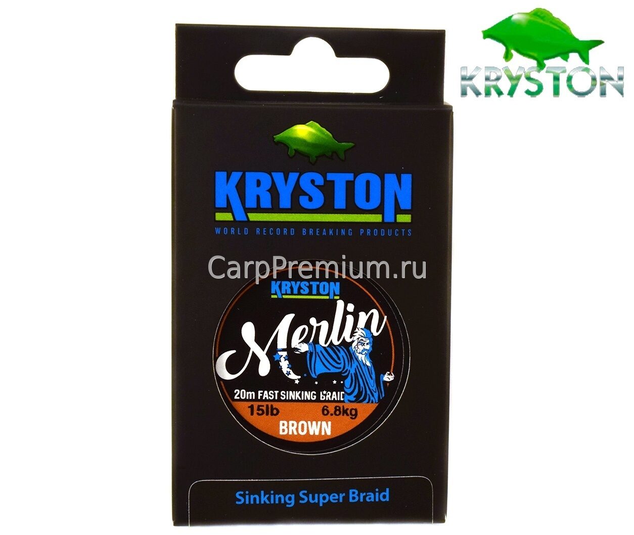 Поводковый материал Без оболочки Светло-коричневый Kryston (Кристон) - Merlin Fast Sinking Supple Braid Gravel Brown 6.8 кг / 15 lb, 20 м