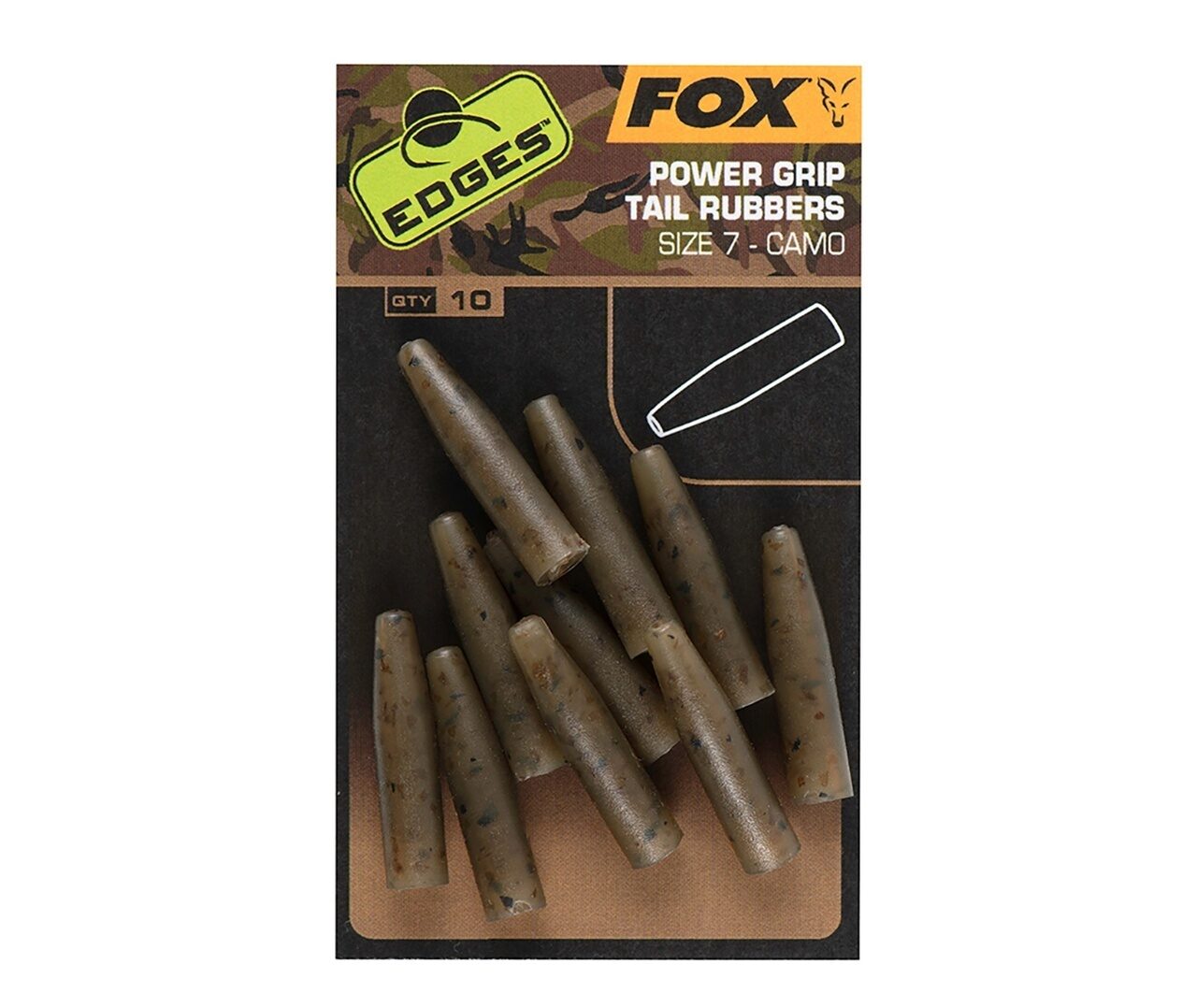 Конус усиленный для клипсы Камуфляжный Fox (Фокс) - EDGES Power Grip Camo Tail Rubbers, Размер 7, 10 шт