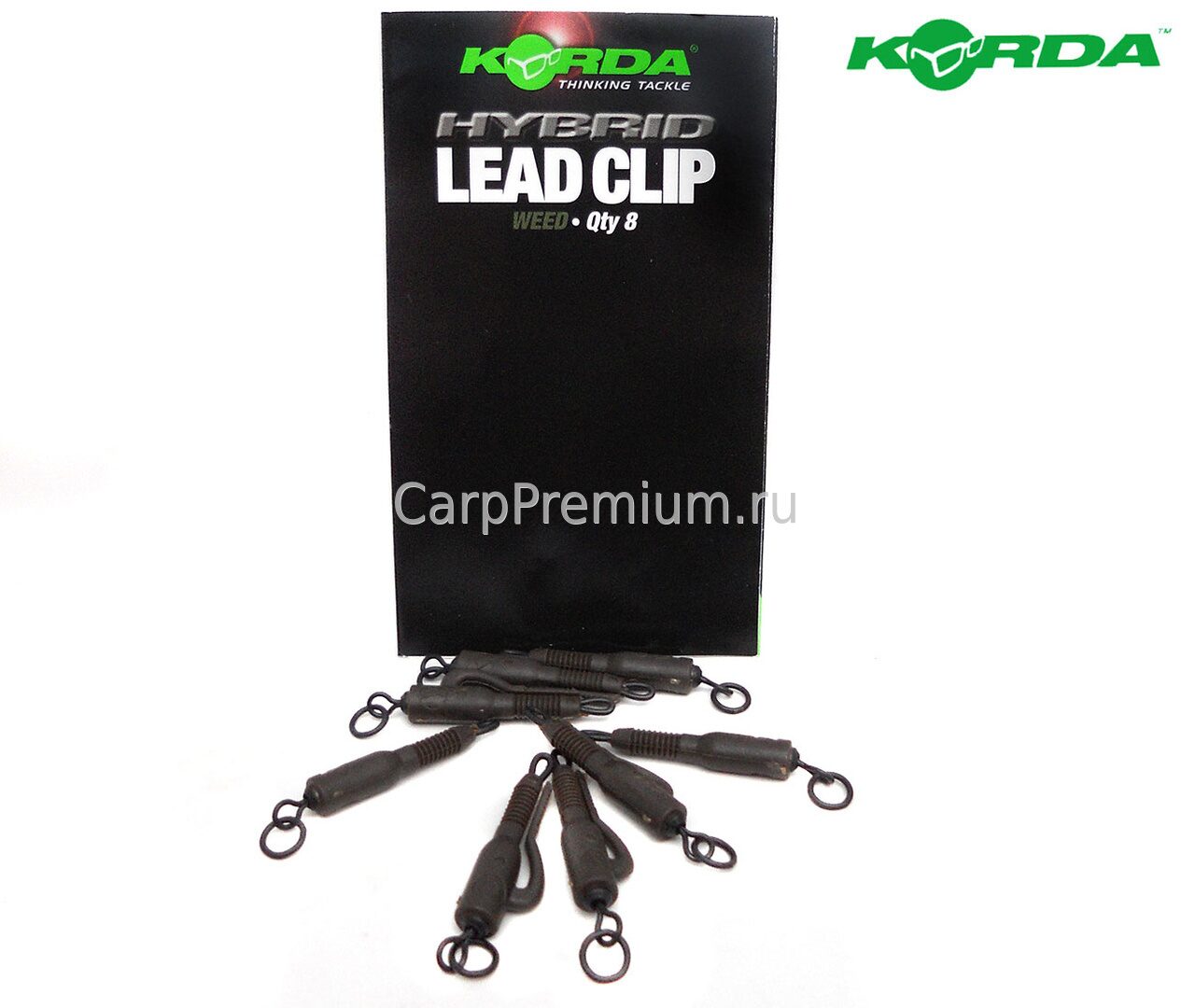 Безопасные клипсы для грузил Korda (Корда) - Hybrid Lead Clip Weed (Водоросли), 5 шт
