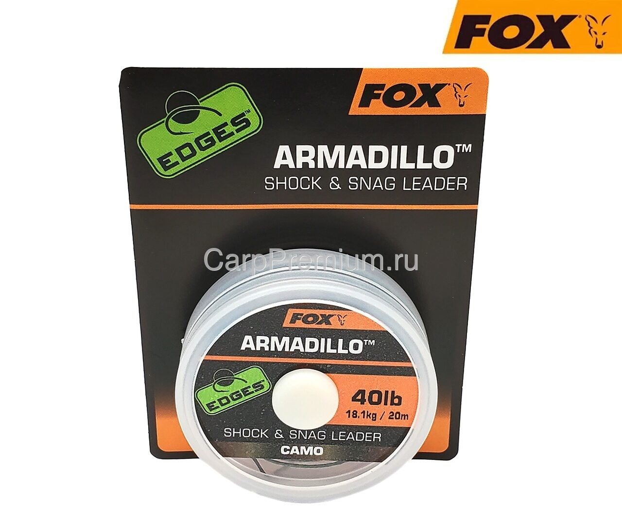 Шок-лидер плетеный / Поводковый материал без оплетки Камуфляжный Fox (Фокс) - EDGES Camo Armadillo 15,9 кг / 40lb, 20 м