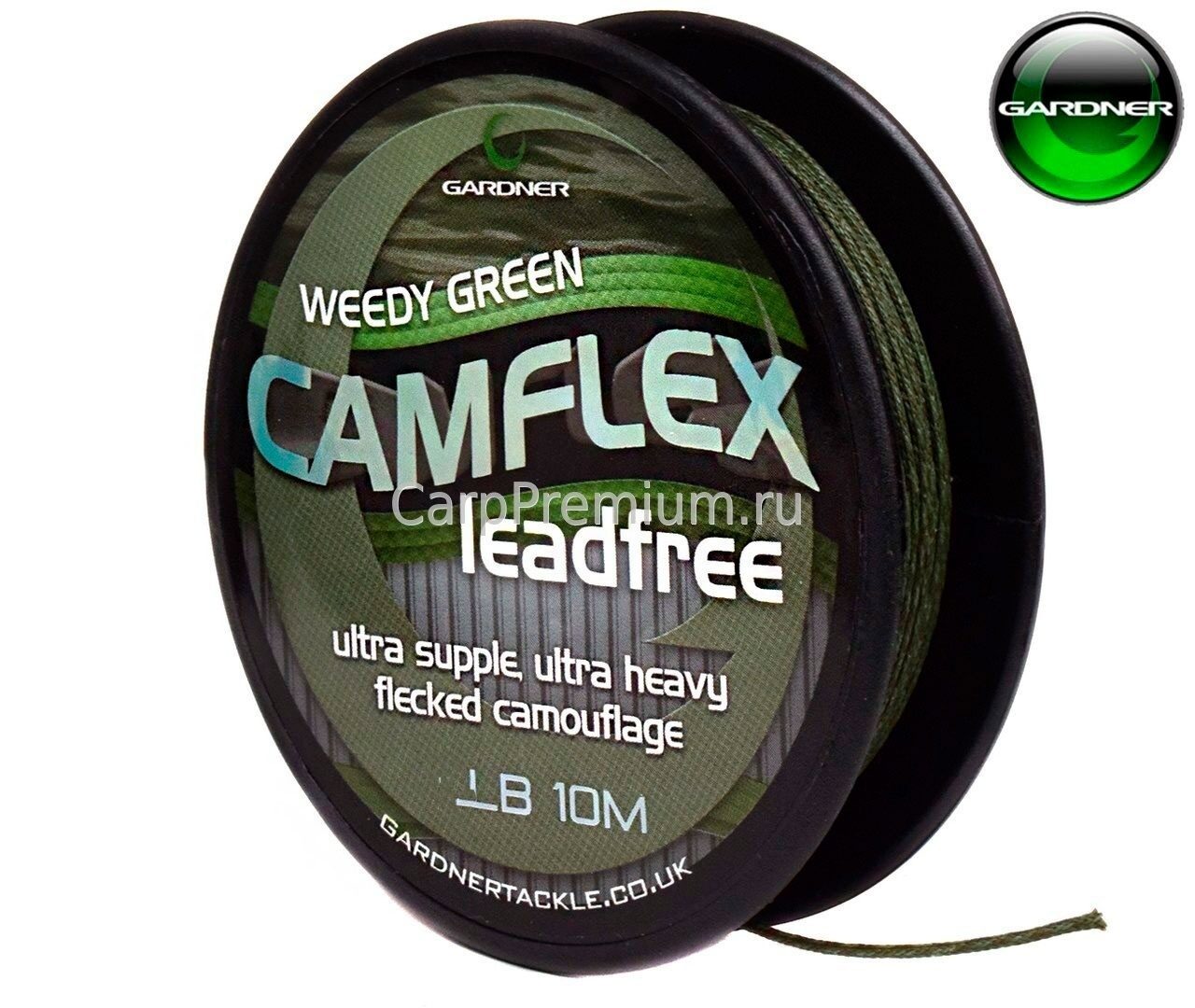 Лидкор без свинцового сердечника Зеленый Gardner (Гарднер) - CamFlex Continental Leadfree Weedy Green 29.5 кг / 65 lb, 10 м