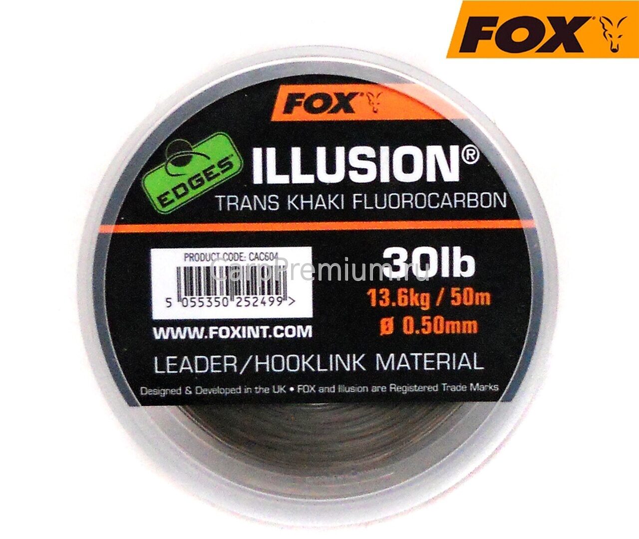 Флюрокарбоновый материал 0.50 мм Fox (Фокс) - EDGES Illusion Trans Khaki 13.6 кг / 30 lb, 50 м
