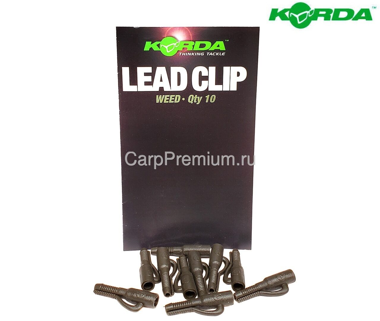 Клипсы для грузил Зеленые Korda (Корда) - Safe Zone Lead Clip Weed, 10 шт
