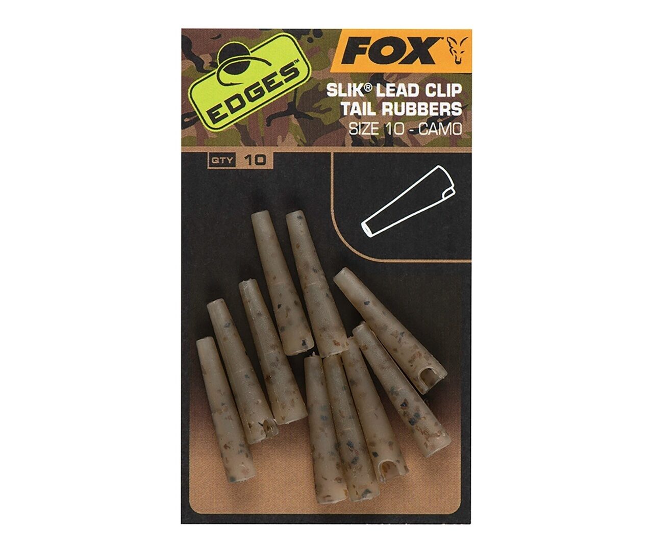 Конуса для безопасных клипс Камуфляжные Fox (Фокс) - Edges Camo Slik Lead Clip Tail Rubbers, Размер 10, 10 шт